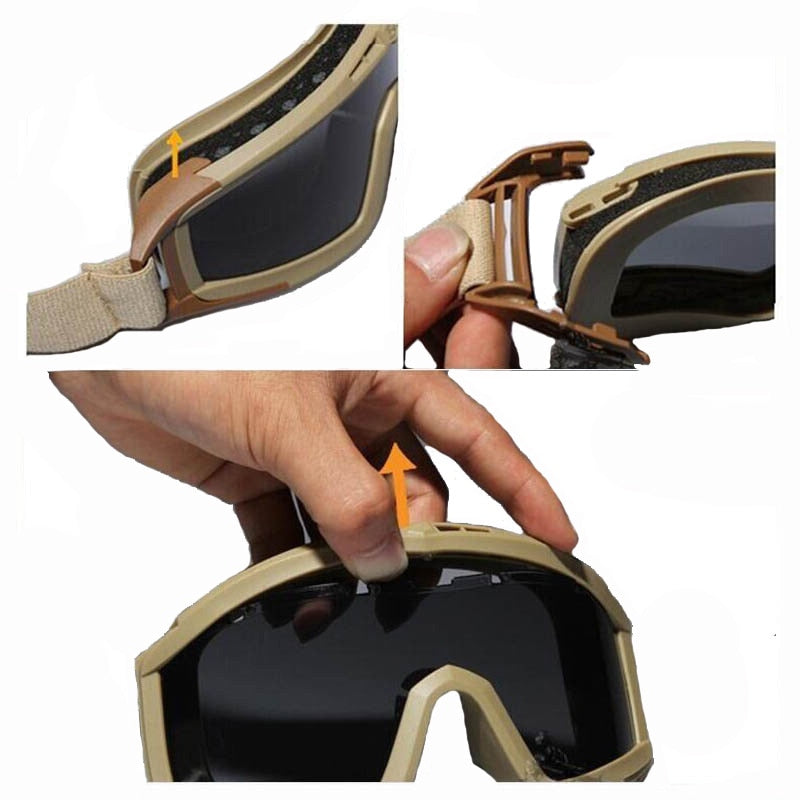 SA Tactical Military Shooting Goggles w/ 3 Lens