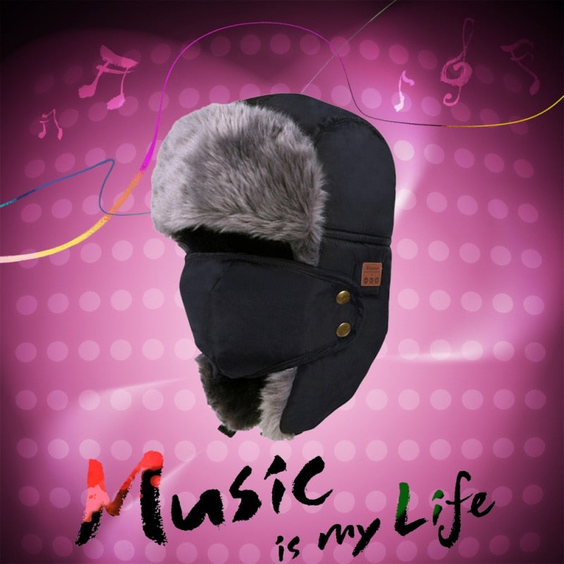 SA Unisex Soft Winter Warm Wireless Bluetooth Bomber Smart Hat