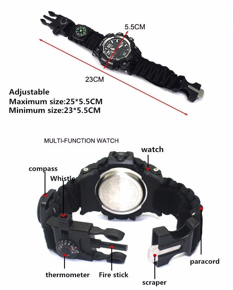 SA Outdoor Sports Multi-function Paracord Waterproof Survival Watch