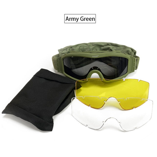 SA Tactical Military Shooting Goggles w/ 3 Lens